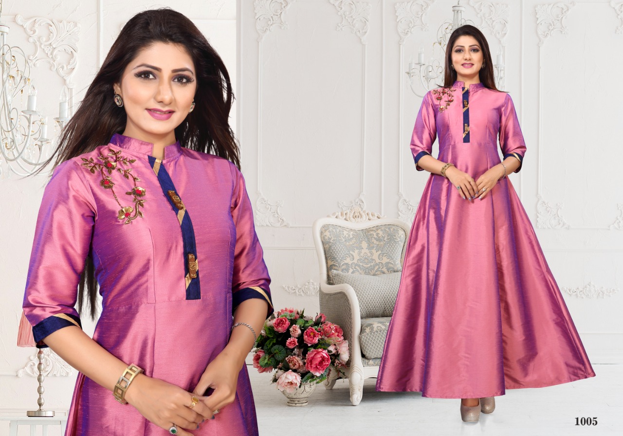 Jeel By Kaamiri 1001 To 1006 Series Beautiful Colorful Stylish Fancy Casual Wear & Ethnic Wear & Ready To Wear Silk Two Tone Kurtis At Wholesale Price