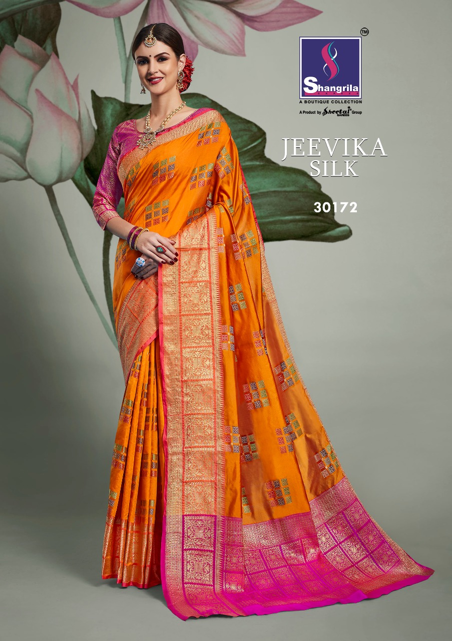 Jeevika Silk By Shangrila 30171 To 30176 Series Indian Traditional Wear Collection Beautiful Stylish Fancy Colorful Party Wear & Occasional Wear Weaving Silk Printed Sarees At Wholesale Price