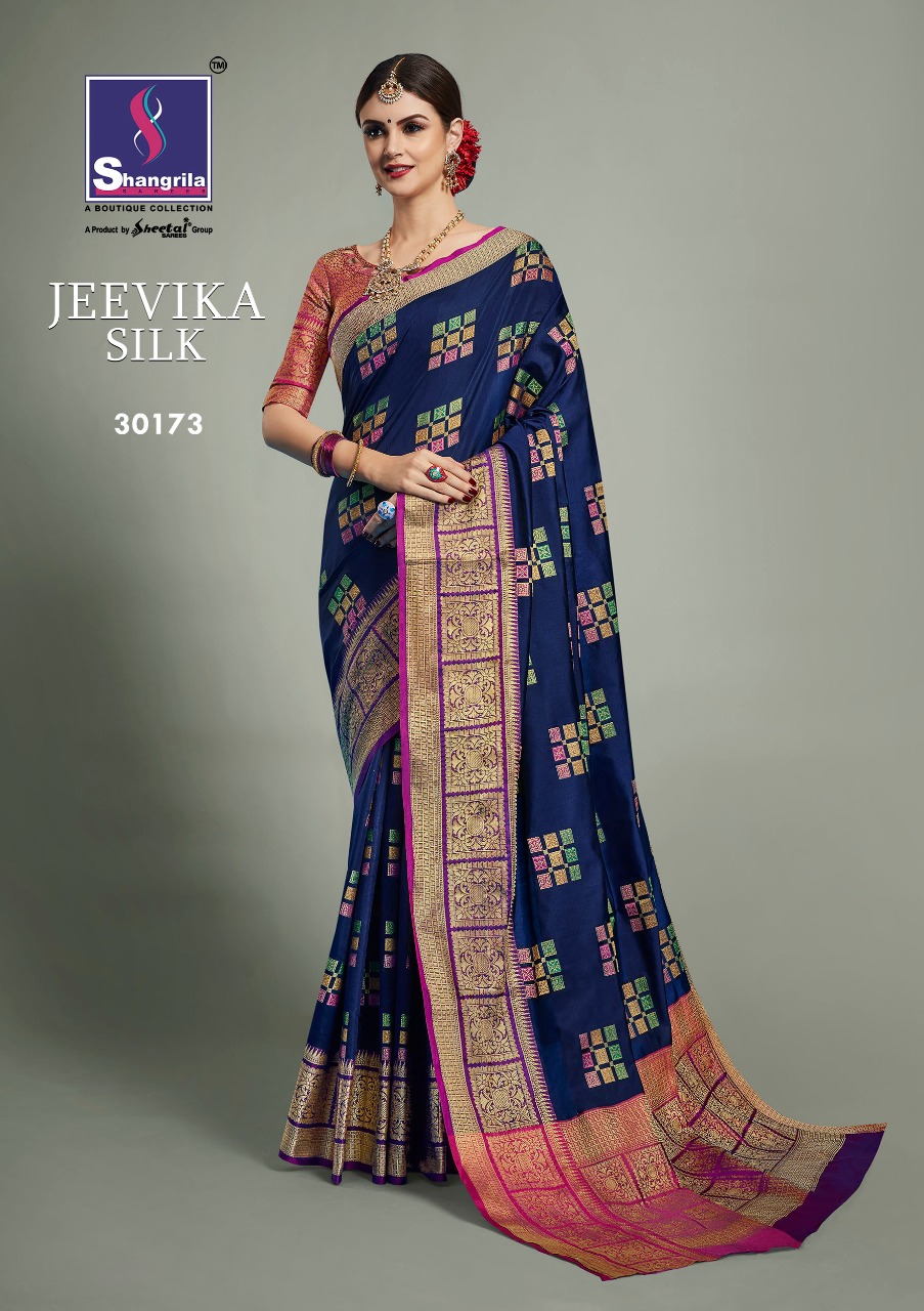 Jeevika Silk By Shangrila 30171 To 30176 Series Indian Traditional Wear Collection Beautiful Stylish Fancy Colorful Party Wear & Occasional Wear Weaving Silk Printed Sarees At Wholesale Price