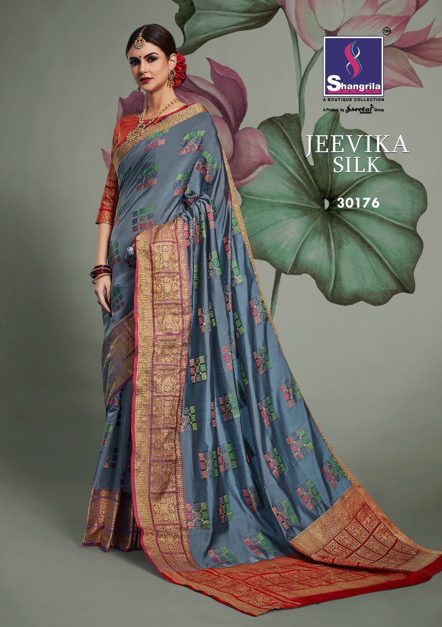 Jeevika Silk By Shangrila 30171 To 30176 Series Indian Traditional Wear Collection Beautiful Stylish Fancy Colorful Party Wear & Occasional Wear Weaving Silk Printed Sarees At Wholesale Price