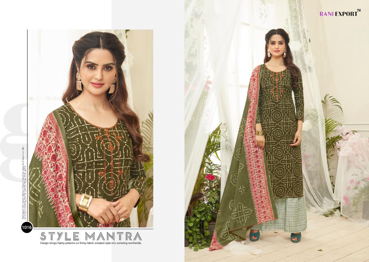 Jesi By Rani Exports 1010 To 1017 Series Indian Traditional Wear Collection Beautiful Stylish Fancy Colorful Party Wear & Occasional Wear Pure Cotton Lawn Bandhni Print With Embroidery Work Dresses At Wholesale Price