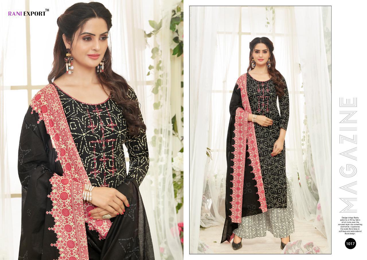 Jesi By Rani Exports 1010 To 1017 Series Indian Traditional Wear Collection Beautiful Stylish Fancy Colorful Party Wear & Occasional Wear Pure Cotton Lawn Bandhni Print With Embroidery Work Dresses At Wholesale Price