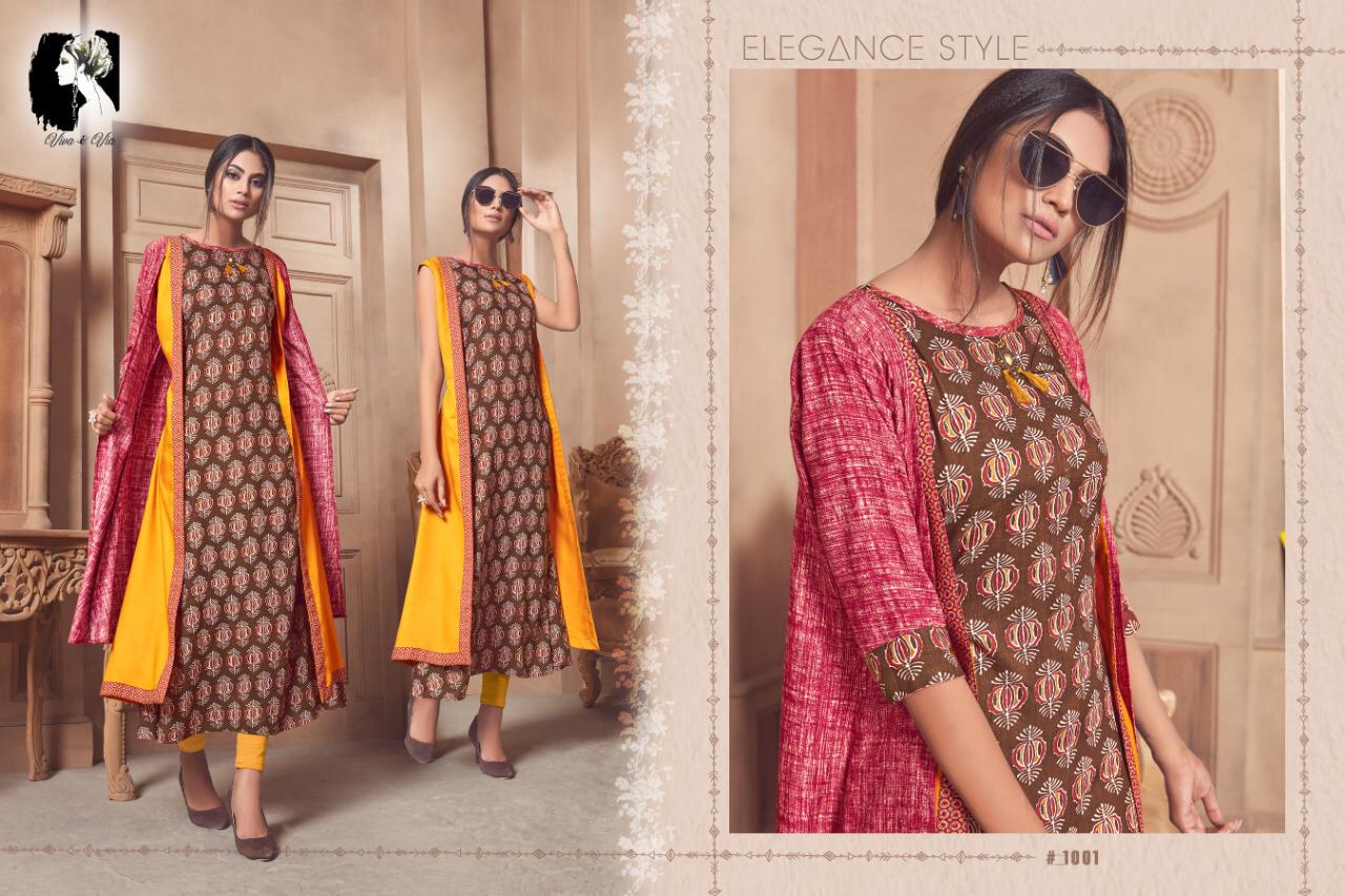 Jessy By Viva & Via 1001 To 1007 Series Beautiful Colorful Stylish Fancy Casual Wear & Ethnic Wear & Ready To Wear Heavy Rayon Printed Kurtis At Wholesale Price