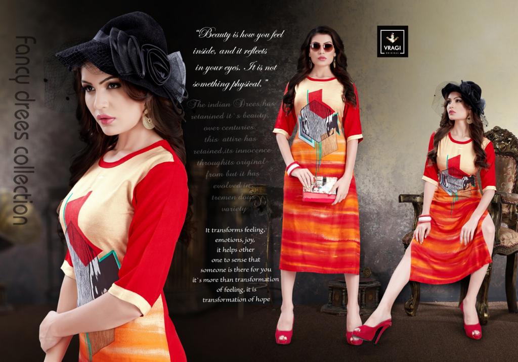 Jhanvi By Vragi 01 To 08 Series Beautiful Colorful Stylish Fancy Casual Wear & Ethnic Wear & Ready To Wear Heavy Rayon Printed Kurtis At Wholesale Price