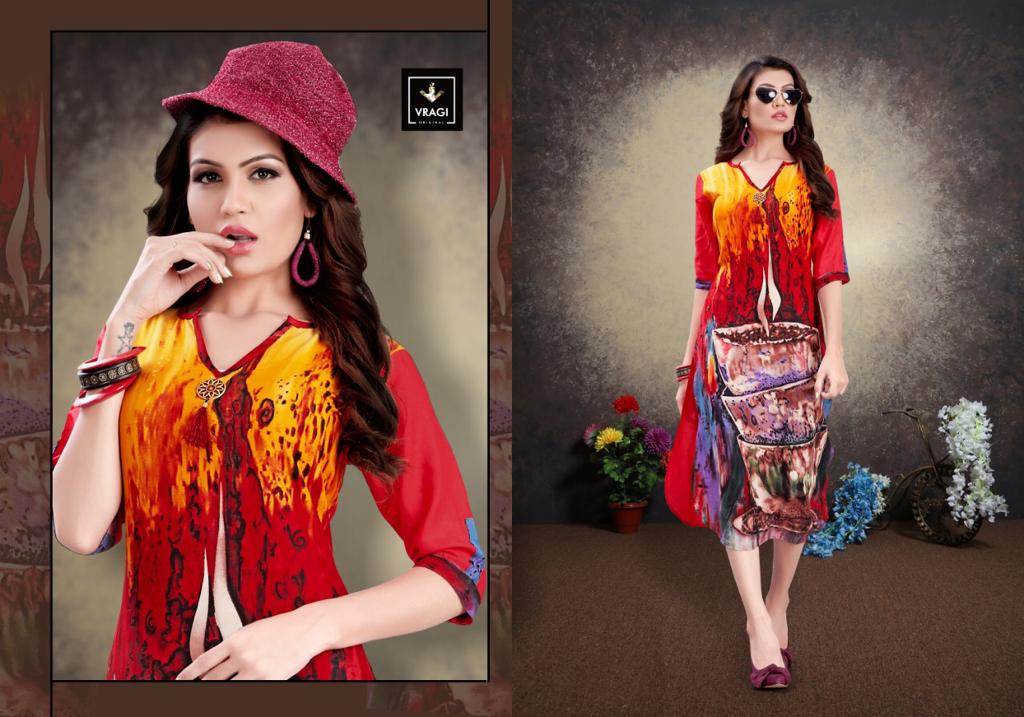 Jhanvi By Vragi 01 To 08 Series Beautiful Colorful Stylish Fancy Casual Wear & Ethnic Wear & Ready To Wear Heavy Rayon Printed Kurtis At Wholesale Price