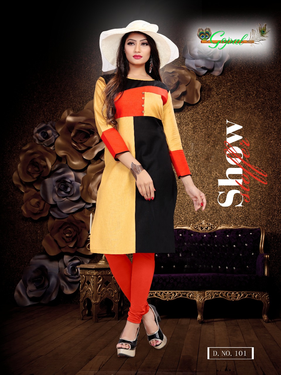 Jinaam Vol-1 By Gopal 101 To 108 Series Beautiful Colorful Stylish Fancy Party Wear & Ethnic Wear & Ready To Heavy Cotton Flex Kurtis At Wholesale Price