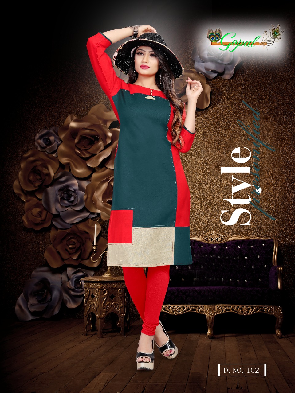 Jinaam Vol-1 By Gopal 101 To 108 Series Beautiful Colorful Stylish Fancy Party Wear & Ethnic Wear & Ready To Heavy Cotton Flex Kurtis At Wholesale Price