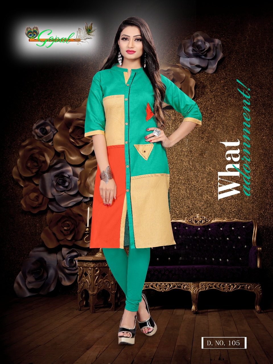 Jinaam Vol-1 By Gopal 101 To 108 Series Beautiful Colorful Stylish Fancy Party Wear & Ethnic Wear & Ready To Heavy Cotton Flex Kurtis At Wholesale Price