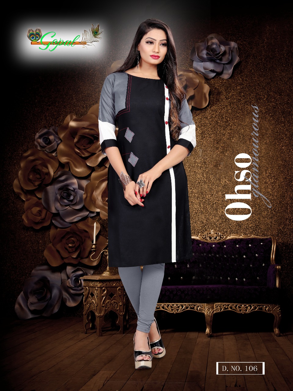 Jinaam Vol-1 By Gopal 101 To 108 Series Beautiful Colorful Stylish Fancy Party Wear & Ethnic Wear & Ready To Heavy Cotton Flex Kurtis At Wholesale Price