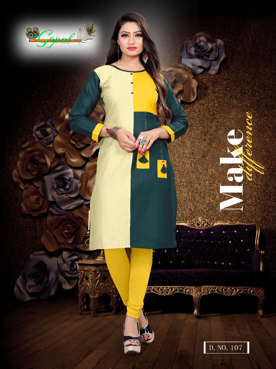 Jinaam Vol-1 By Gopal 101 To 108 Series Beautiful Colorful Stylish Fancy Party Wear & Ethnic Wear & Ready To Heavy Cotton Flex Kurtis At Wholesale Price
