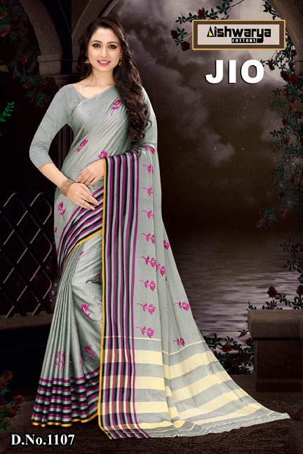 Jio By Aishwarya Cottons 1107 To 1116 Series Beautiful Stylish Fancy Colorful Traditional Collection Party Wear & Ethnic Wear Pure Cotton Silk Printed Sarees At Wholesale Price