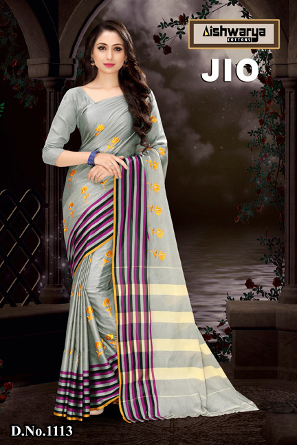 Jio By Aishwarya Cottons 1107 To 1116 Series Beautiful Stylish Fancy Colorful Traditional Collection Party Wear & Ethnic Wear Pure Cotton Silk Printed Sarees At Wholesale Price