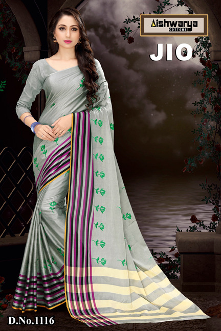 Jio By Aishwarya Cottons 1107 To 1116 Series Beautiful Stylish Fancy Colorful Traditional Collection Party Wear & Ethnic Wear Pure Cotton Silk Printed Sarees At Wholesale Price