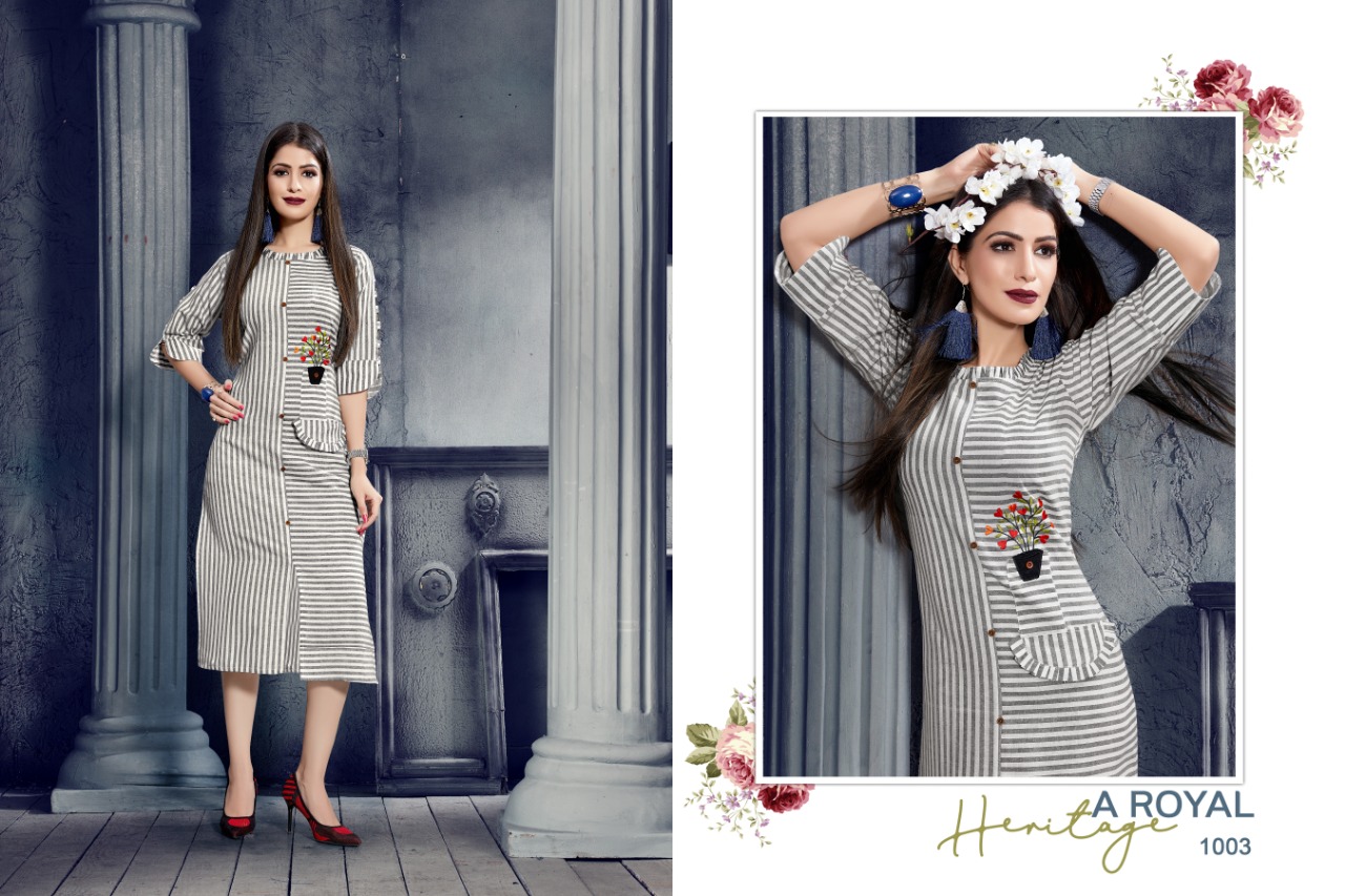 Joya By Cygnus 1001 To 1005 Series Beautiful Stylish Colorful Fancy Party Wear & Ethnic Wear & Ready To Wear Handloom Cotton Strip And Checks Kurtis At Wholesale Price