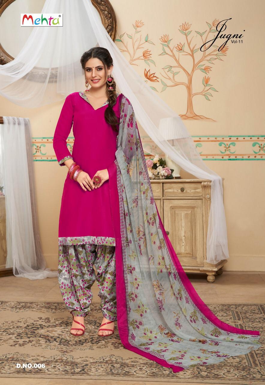 Jugni Vol-11 By Mehta 001 To 008 Series Indian Traditional Wear Collection Beautiful Stylish Fancy Colorful Party Wear & Occasional Wear Cotton Printed Dress At Wholesale Price