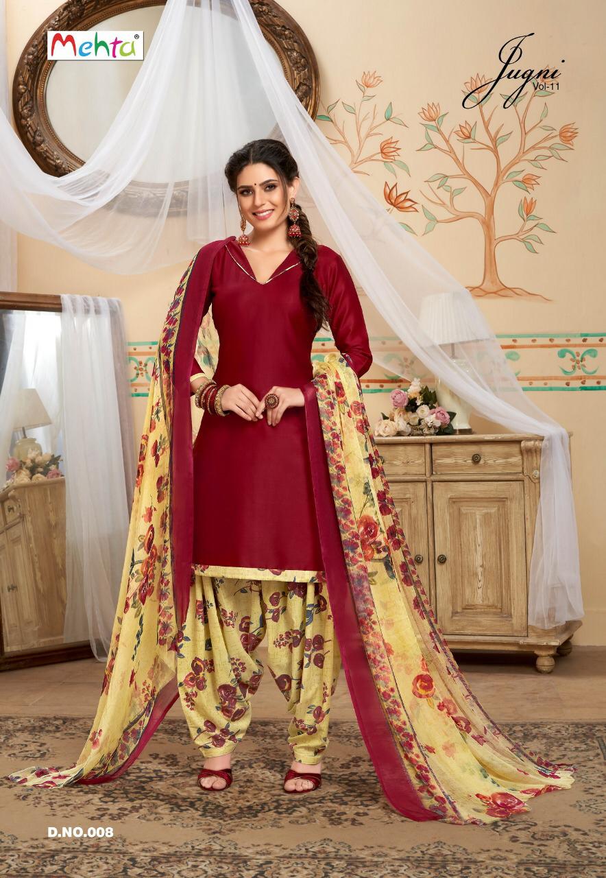 Jugni Vol-11 By Mehta 001 To 008 Series Indian Traditional Wear Collection Beautiful Stylish Fancy Colorful Party Wear & Occasional Wear Cotton Printed Dress At Wholesale Price