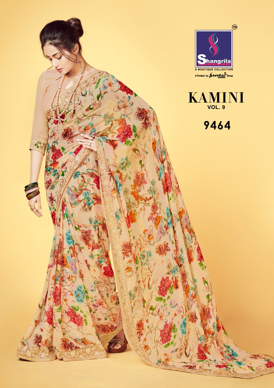 Kaamini Vol-9 By Shangrila Sarees 9461 To 9472 Series Indian Traditional Wear Collection Beautiful Stylish Fancy Colorful Party Wear & Ethnic Wear Fancy Printed Sarees At Wholesale Price