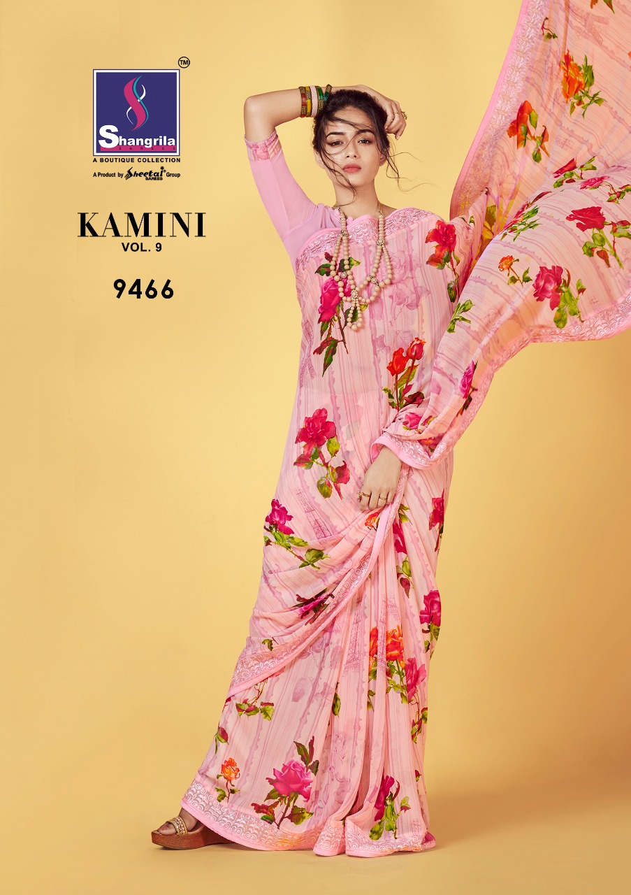 Kaamini Vol-9 By Shangrila Sarees 9461 To 9472 Series Indian Traditional Wear Collection Beautiful Stylish Fancy Colorful Party Wear & Ethnic Wear Fancy Printed Sarees At Wholesale Price