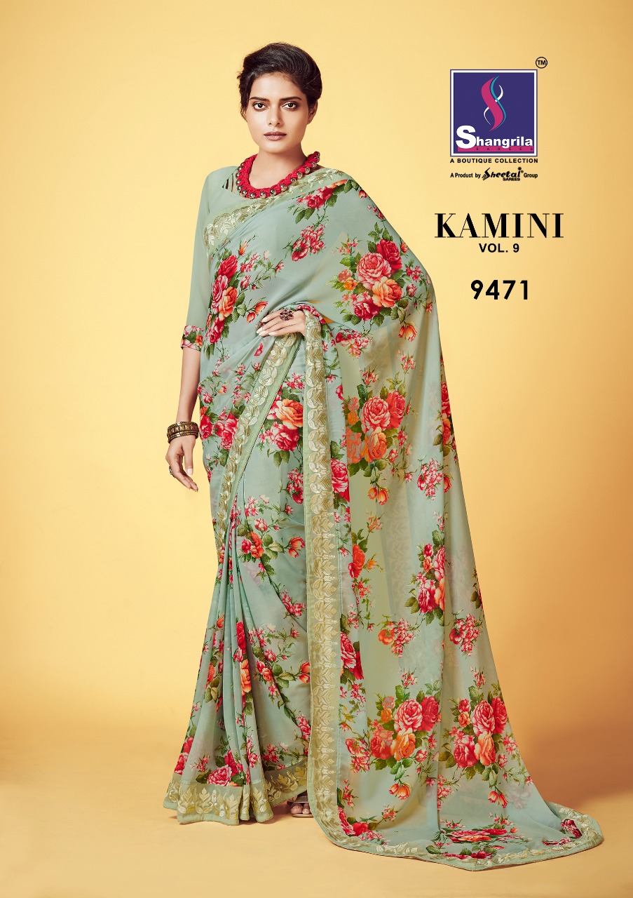 Kaamini Vol-9 By Shangrila Sarees 9461 To 9472 Series Indian Traditional Wear Collection Beautiful Stylish Fancy Colorful Party Wear & Ethnic Wear Fancy Printed Sarees At Wholesale Price