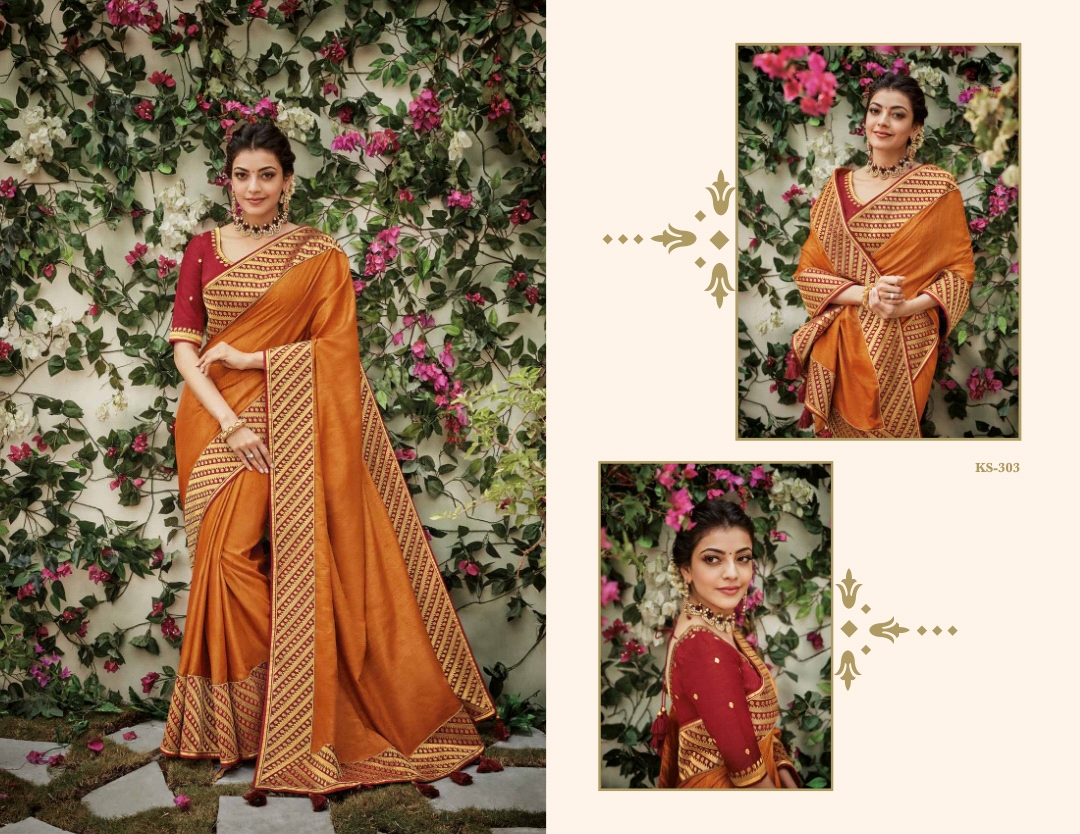Kajol Collection By Kajol Fashion 301 To 318 Series Indian Traditional Wear Collection Beautiful Stylish Fancy Colorful Party Wear & Occasional Wear Pure Banarasi Silk Sarees At Wholesale Price