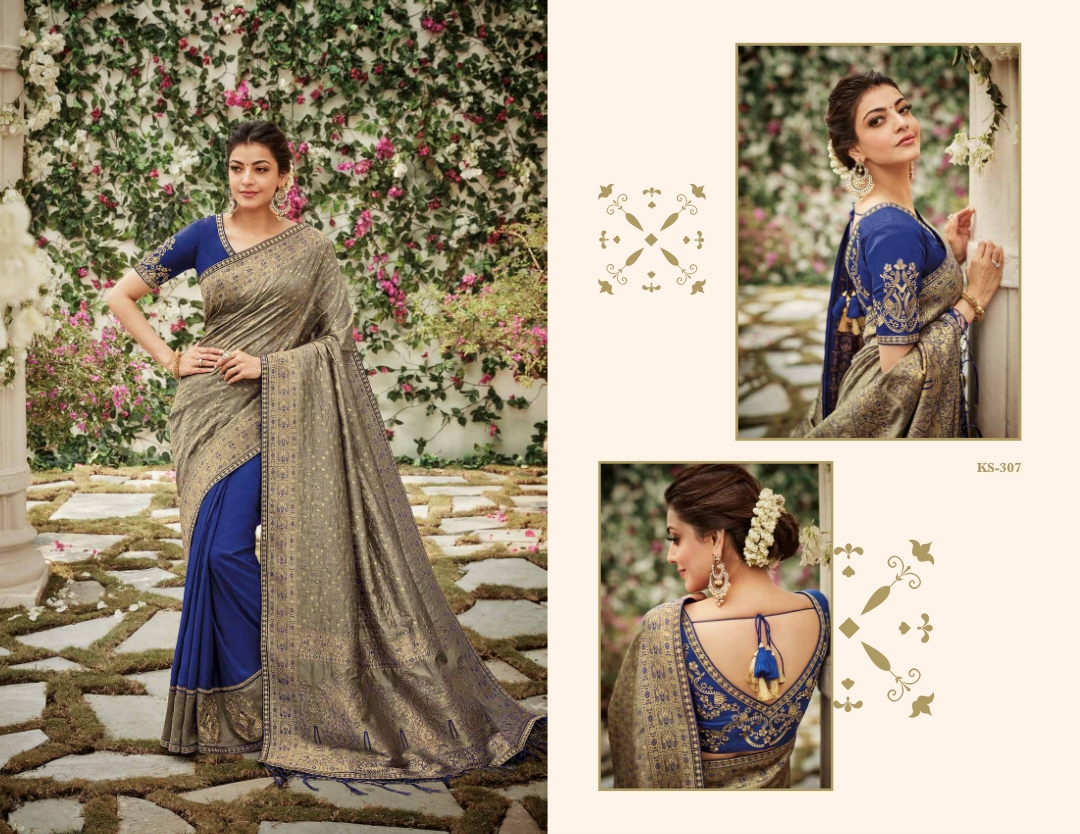 Kajol Collection By Kajol Fashion 301 To 318 Series Indian Traditional Wear Collection Beautiful Stylish Fancy Colorful Party Wear & Occasional Wear Pure Banarasi Silk Sarees At Wholesale Price