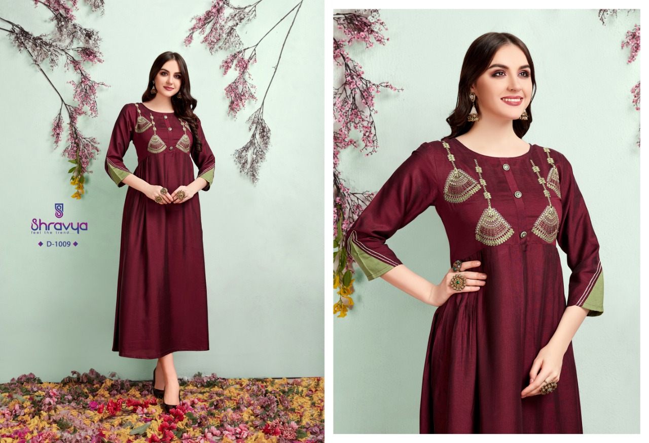Kala By Shravya Fashion 1009 To 1014 Series Beautiful Colorful Stylish Fancy Casual Wear & Ethnic Wear & Ready To Wear Two Tone Muslin Kurtis At Wholesale Price