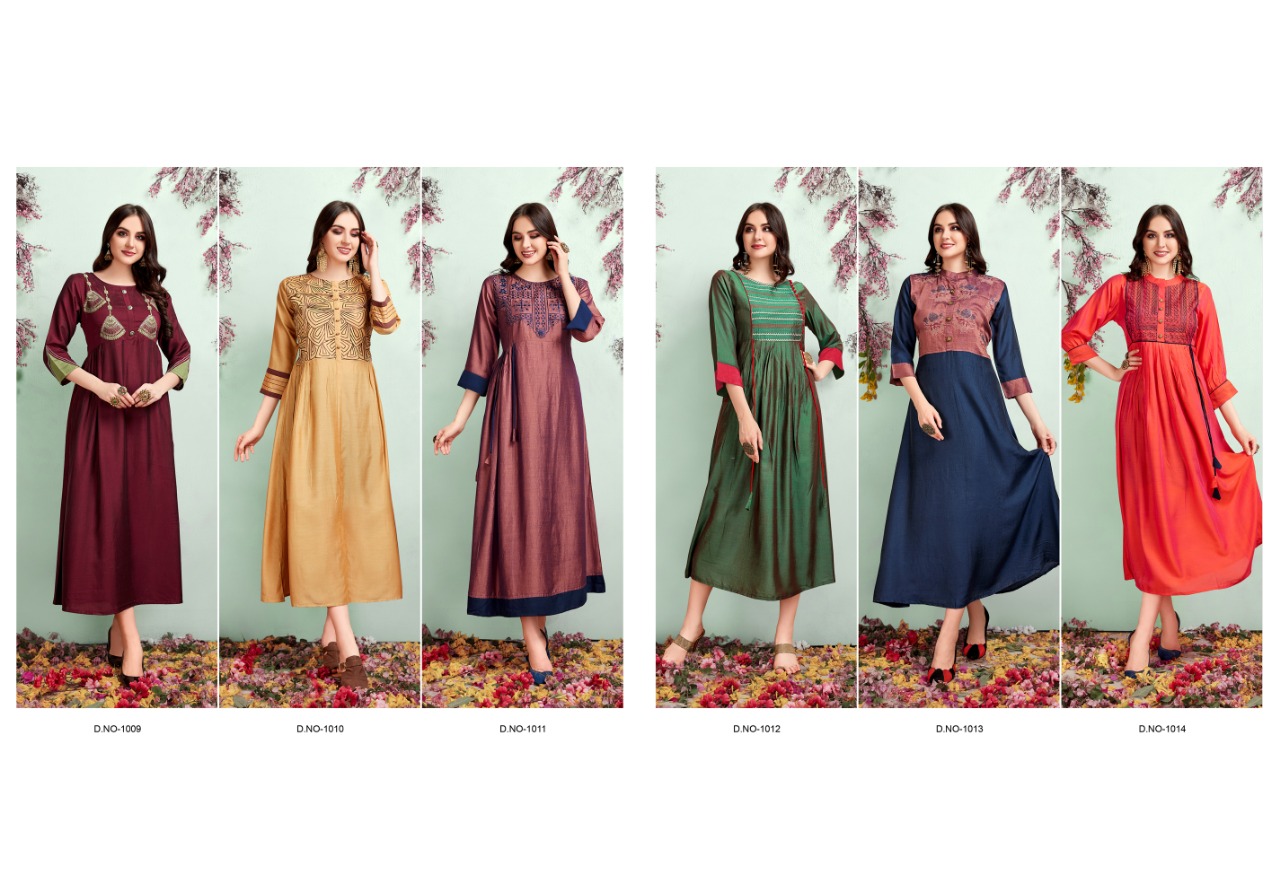 Kala By Shravya Fashion 1009 To 1014 Series Beautiful Colorful Stylish Fancy Casual Wear & Ethnic Wear & Ready To Wear Two Tone Muslin Kurtis At Wholesale Price