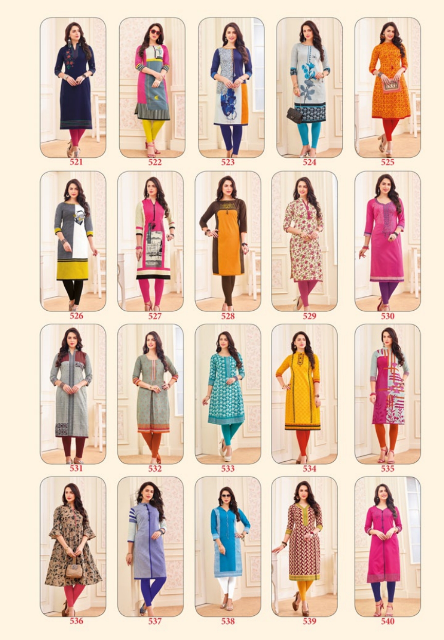 Kalakruti Vol-16 By Sandhya 521 To 540 Series Beautiful Colorful Stylish Fancy Casual Wear & Ethnic Wear & Ready To Wear Heavy Cotton Printed Kurtis At Wholesale Price