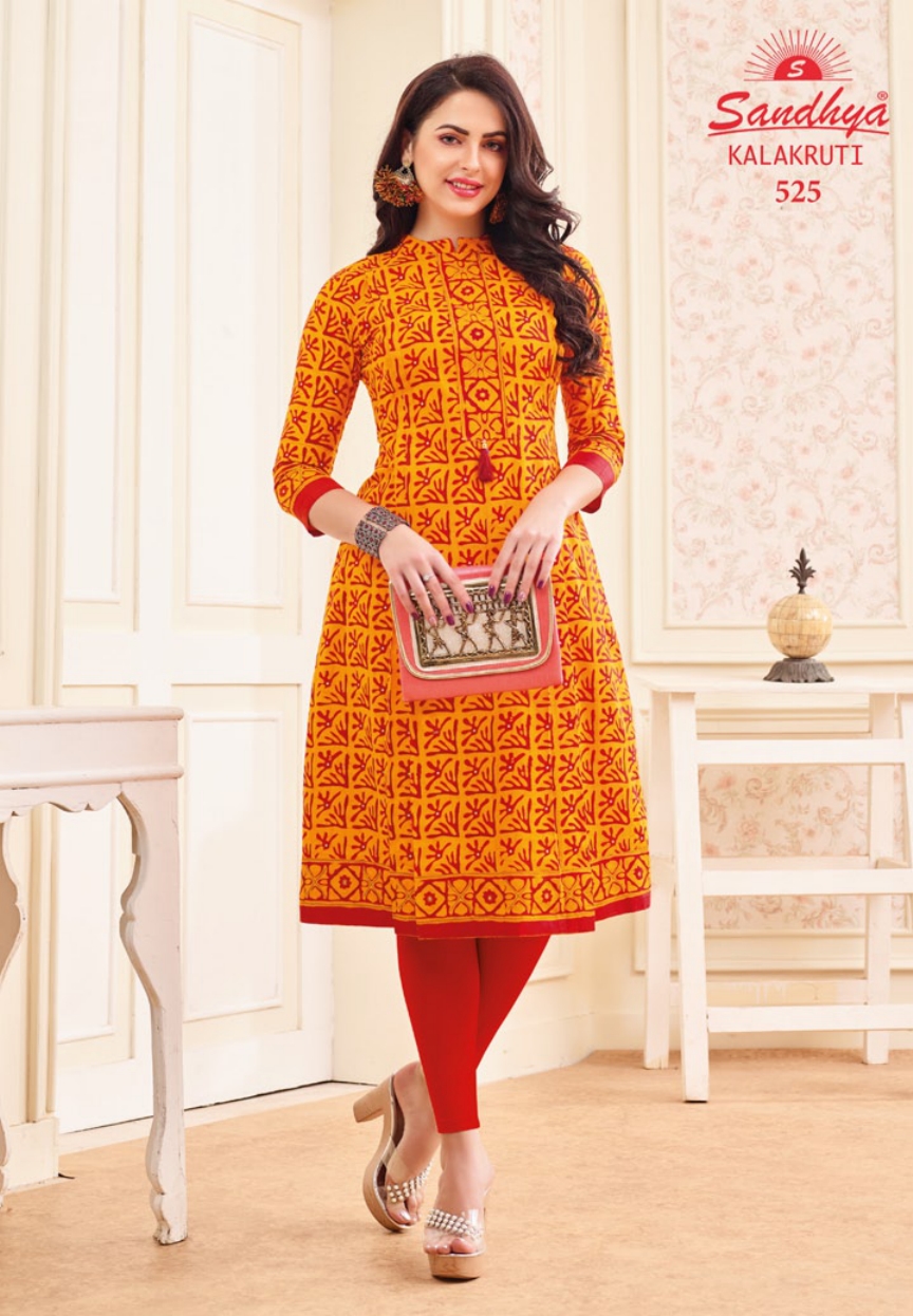 Kalakruti By Sandhya Kurtis 521 To 540 Series Beautiful Stylish Colorful Fancy Ethnic Wear & Casual Wear Cotton Print Kurtis At Wholesale Price