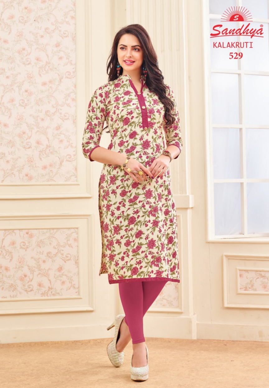 Kalakruti By Sandhya Kurtis 521 To 540 Series Beautiful Stylish Colorful Fancy Ethnic Wear & Casual Wear Cotton Print Kurtis At Wholesale Price