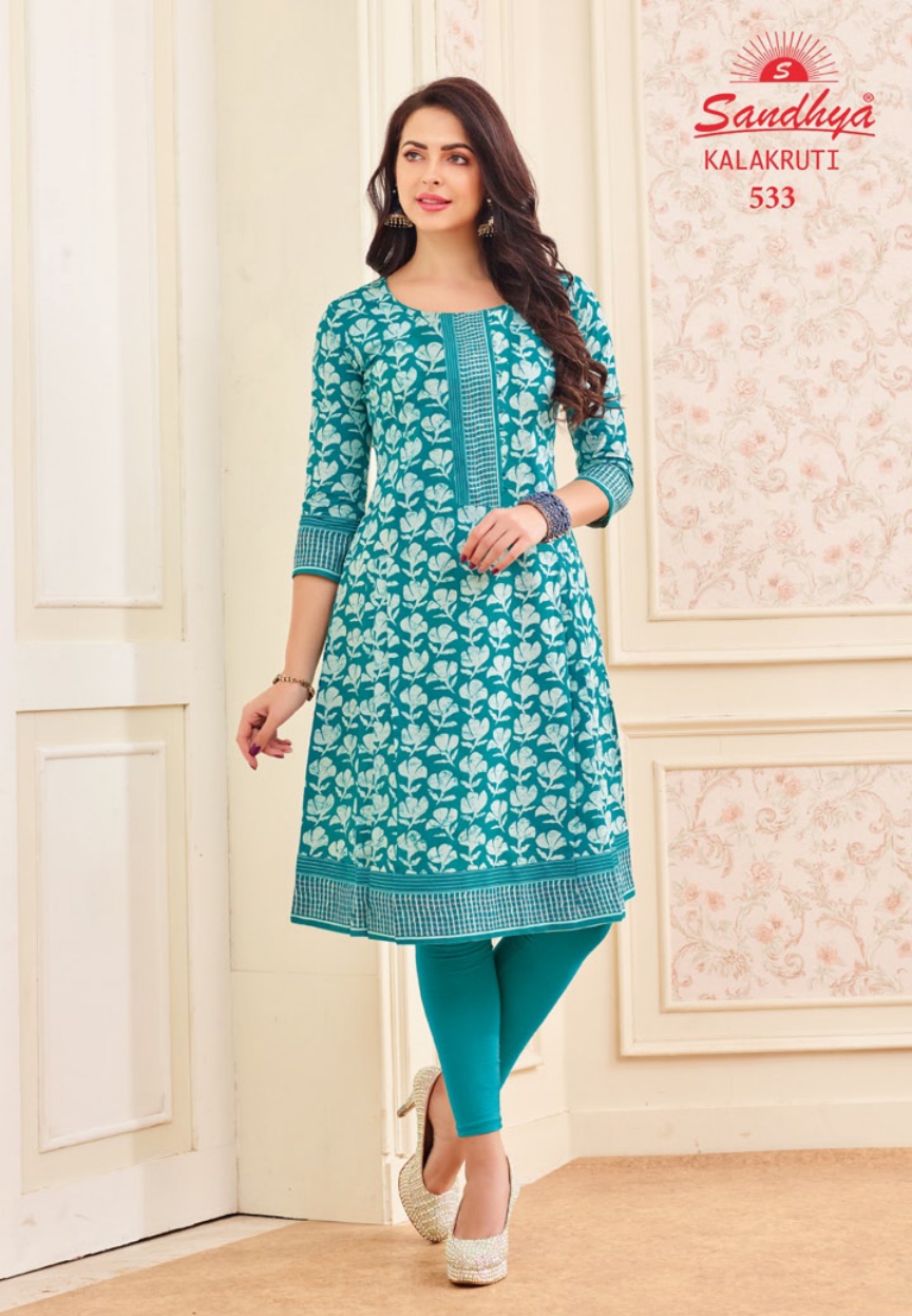 Kalakruti By Sandhya Kurtis 521 To 540 Series Beautiful Stylish Colorful Fancy Ethnic Wear & Casual Wear Cotton Print Kurtis At Wholesale Price