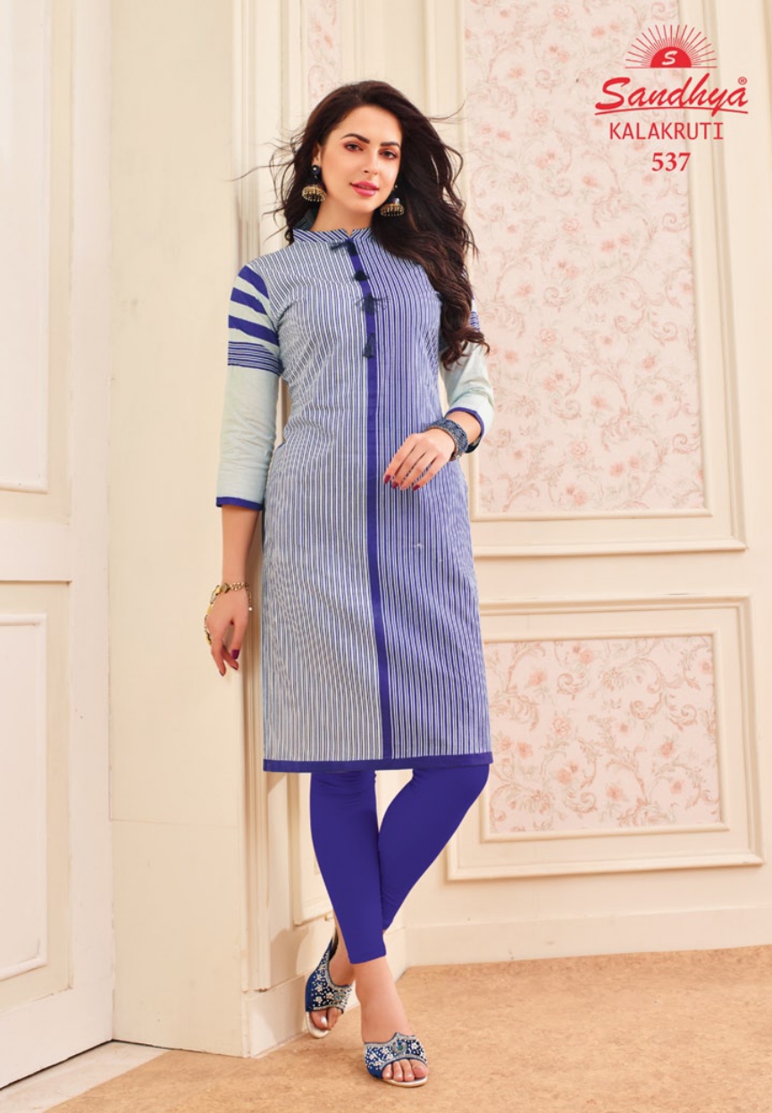 Kalakruti By Sandhya Kurtis 521 To 540 Series Beautiful Stylish Colorful Fancy Ethnic Wear & Casual Wear Cotton Print Kurtis At Wholesale Price