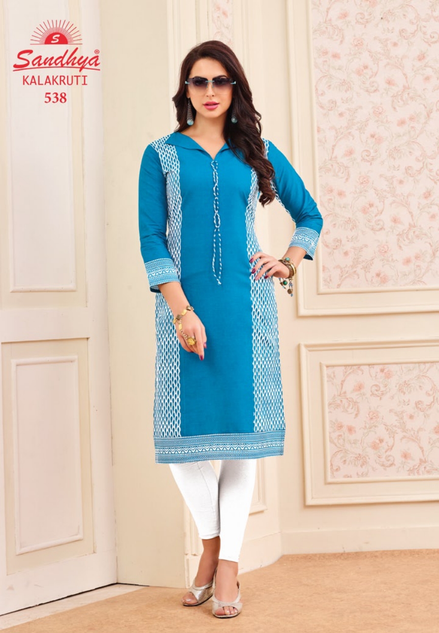 Kalakruti By Sandhya Kurtis 521 To 540 Series Beautiful Stylish Colorful Fancy Ethnic Wear & Casual Wear Cotton Print Kurtis At Wholesale Price
