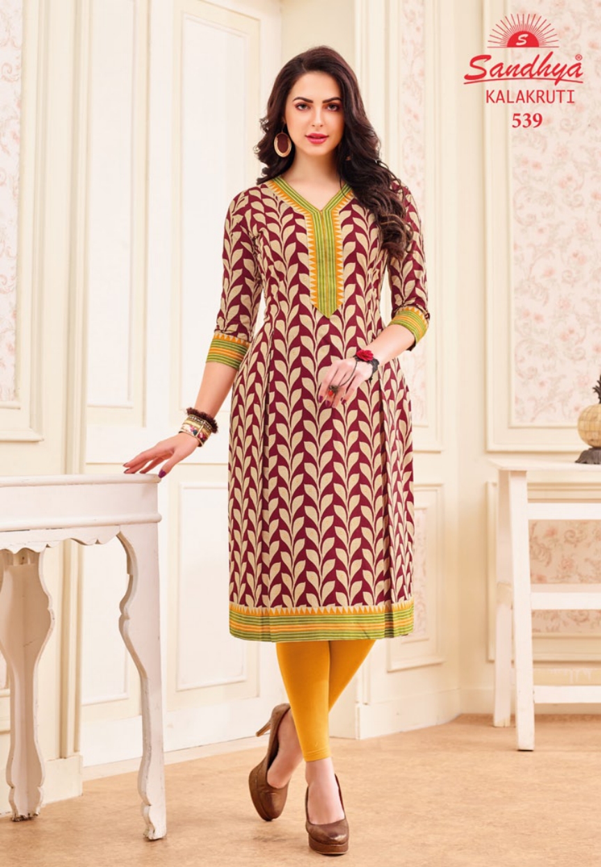 Kalakruti By Sandhya Kurtis 521 To 540 Series Beautiful Stylish Colorful Fancy Ethnic Wear & Casual Wear Cotton Print Kurtis At Wholesale Price