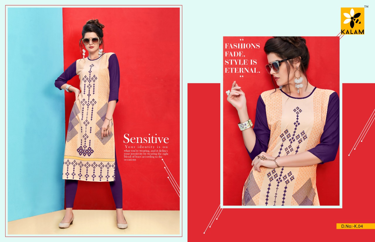 Kalam Vol-1 By Kalam 01 To 08 Series Beautiful Stylish Fancy Colorful Casual Wear & Ethnic Wear & Ready To Wear Rayon Cotton Printed Kurtis At Wholesale Price