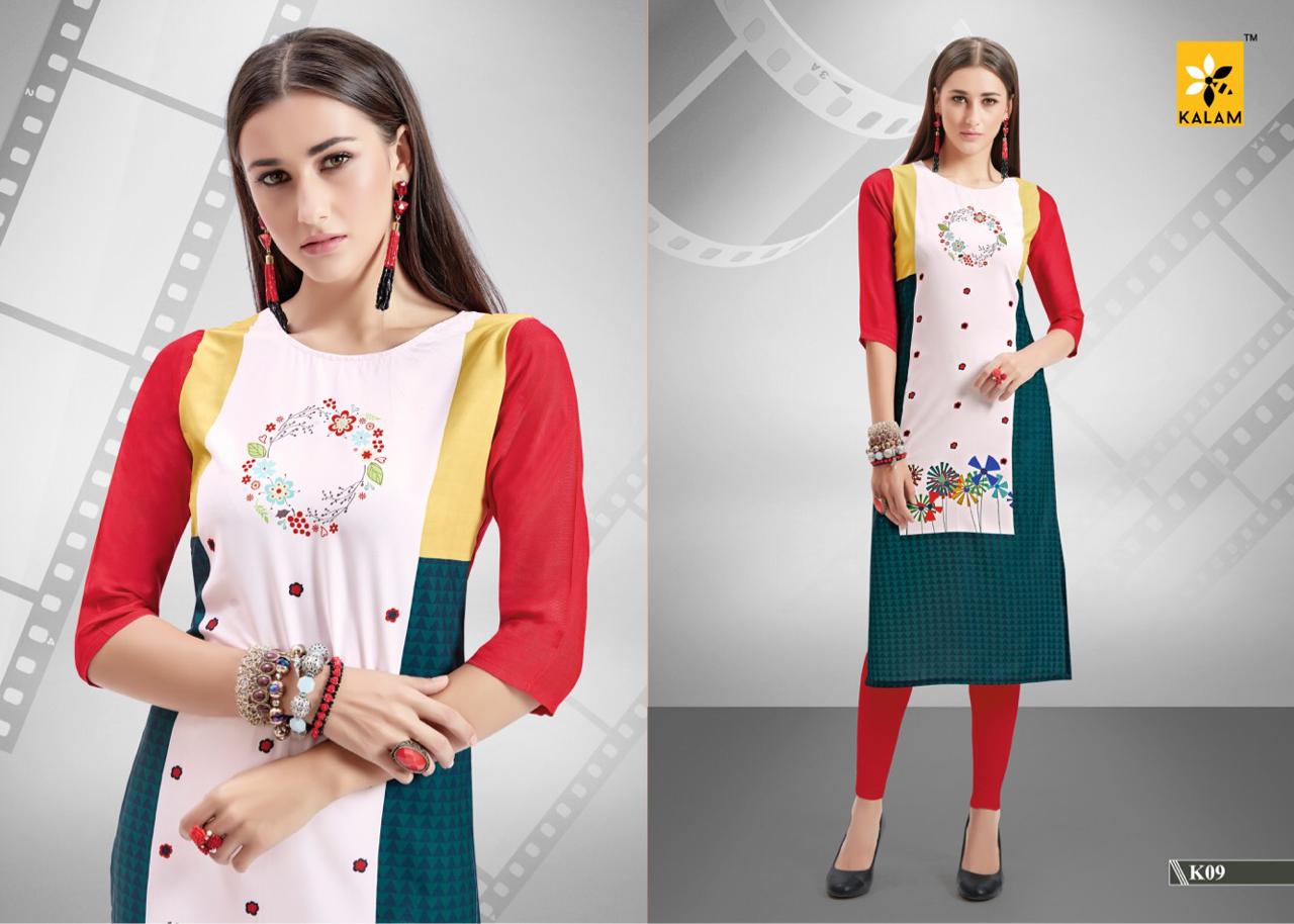 Kalam Vol-2 By Kalam 09 To 18 Series Beautiful Colorful Stylish Fancy Casual Wear & Ethnic Wear & Ready To Wear Rayon Cotton Printed Kurtis At Wholesale Price