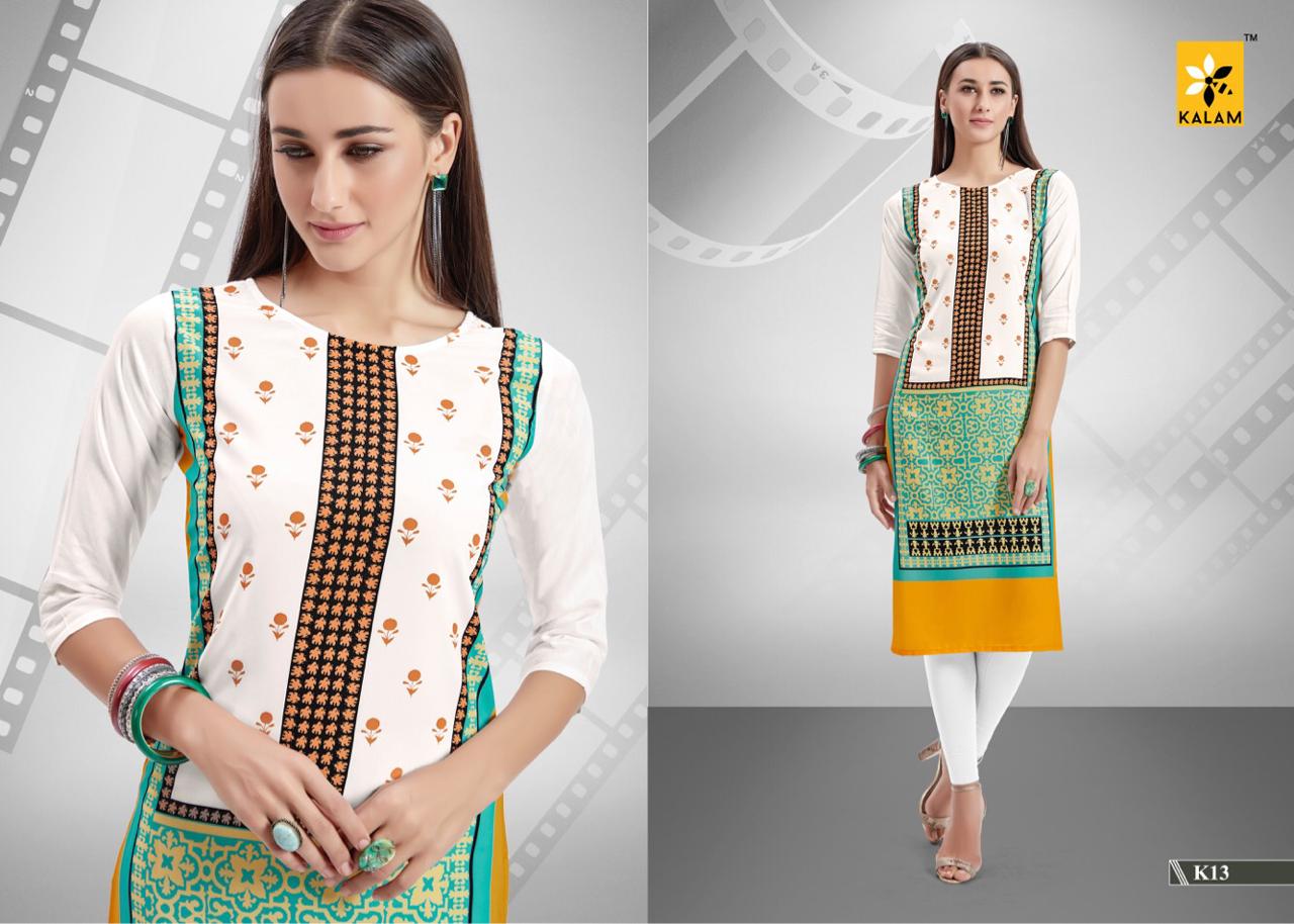 Kalam Vol-2 By Kalam 09 To 18 Series Beautiful Colorful Stylish Fancy Casual Wear & Ethnic Wear & Ready To Wear Rayon Cotton Printed Kurtis At Wholesale Price