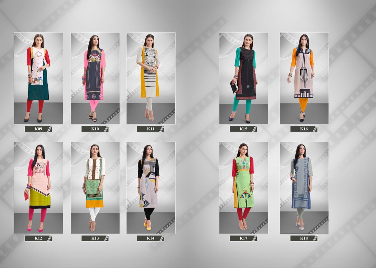 Kalam Vol-2 By Kalam 09 To 18 Series Beautiful Colorful Stylish Fancy Casual Wear & Ethnic Wear & Ready To Wear Rayon Cotton Printed Kurtis At Wholesale Price