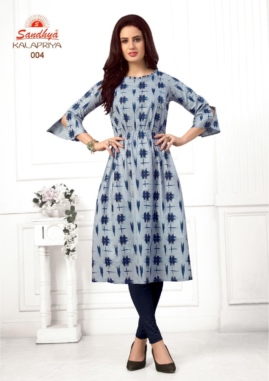 Kalapriya By Sandhya 001 To 012 Series Beautiful Stylish Fancy Colorful Casual Wear & Ethnic Wear & Ready To Wear Cotton Printed Kurtis At Wholesale Price