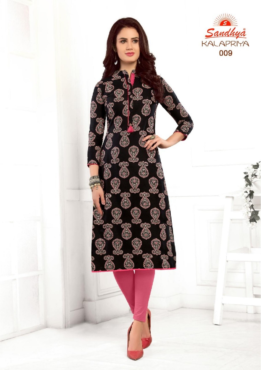 Kalapriya By Sandhya 001 To 012 Series Beautiful Stylish Fancy Colorful Casual Wear & Ethnic Wear & Ready To Wear Cotton Printed Kurtis At Wholesale Price
