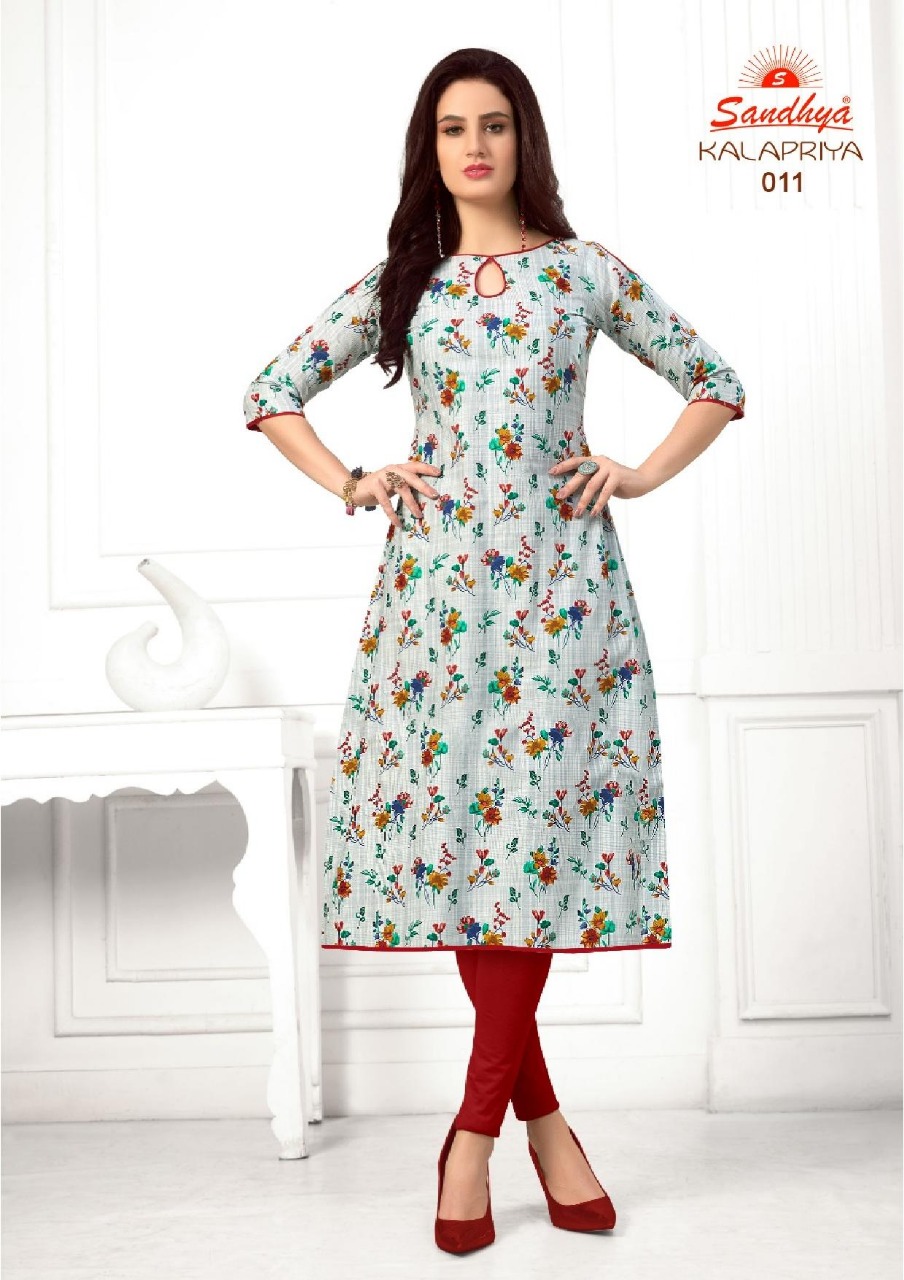 Kalapriya By Sandhya 001 To 012 Series Beautiful Stylish Fancy Colorful Casual Wear & Ethnic Wear & Ready To Wear Cotton Printed Kurtis At Wholesale Price
