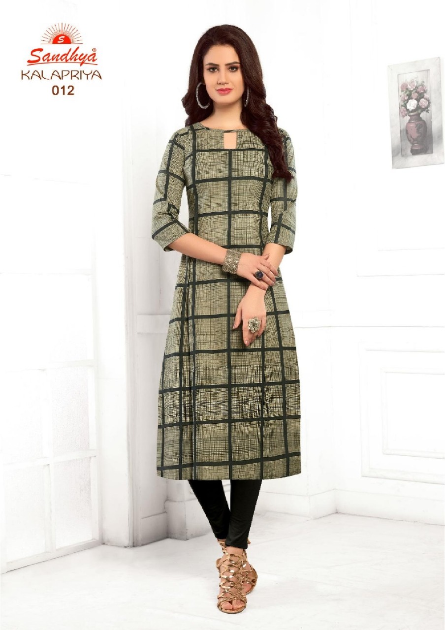Kalapriya By Sandhya 001 To 012 Series Beautiful Stylish Fancy Colorful Casual Wear & Ethnic Wear & Ready To Wear Cotton Printed Kurtis At Wholesale Price