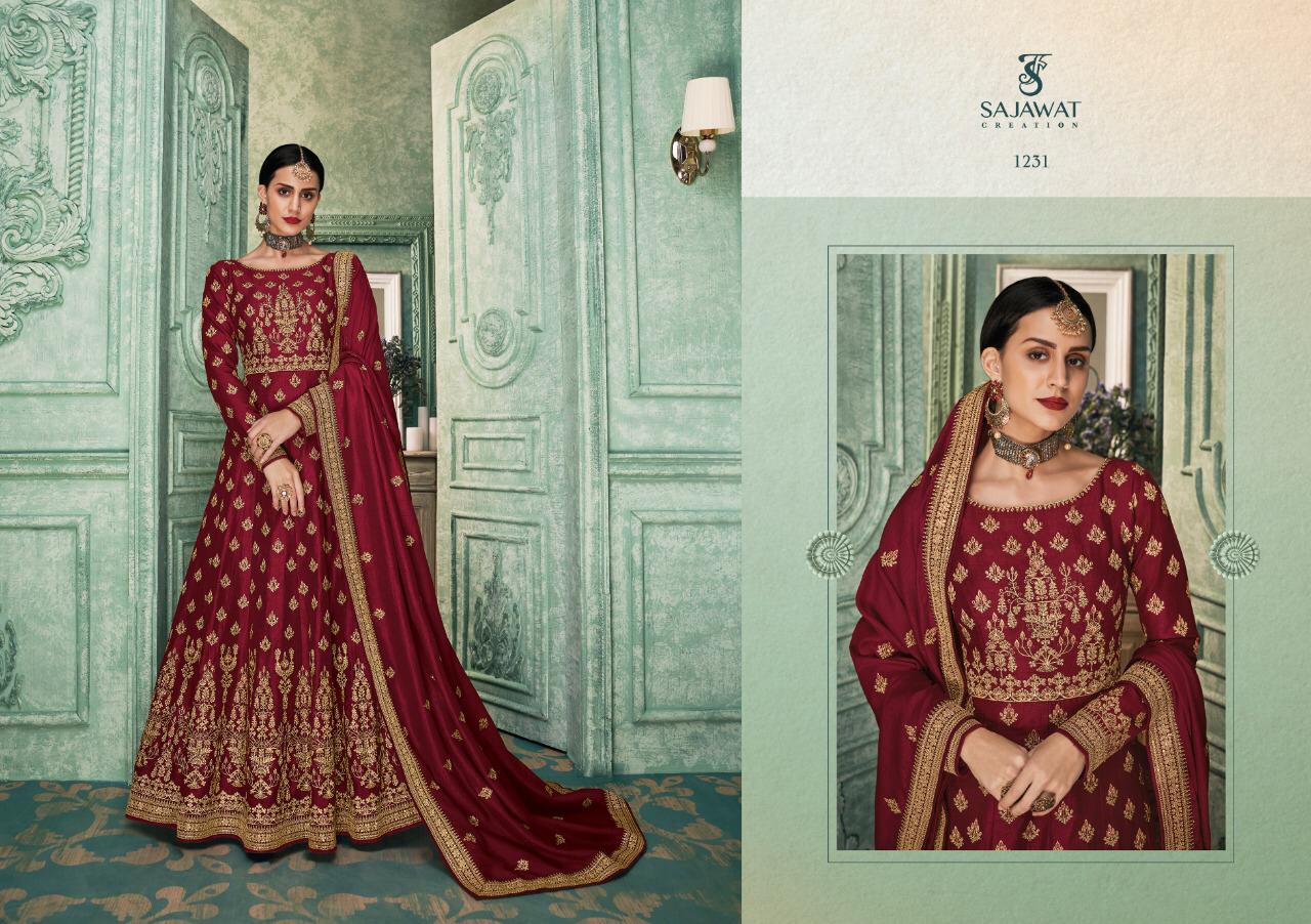 Kalista By Sajawat Craetion 1231 To 1234 Series Designer Bridal Wear Anarkali Suits Collection Beautiful Stylish Fancy Colorful Party Wear & Occasional Wear Soft Silk With Heavy Embroidery Dresses At Wholesale Price