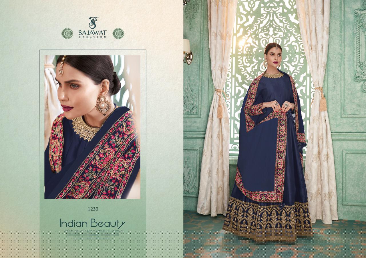 Kalista By Sajawat Craetion 1231 To 1234 Series Designer Bridal Wear Anarkali Suits Collection Beautiful Stylish Fancy Colorful Party Wear & Occasional Wear Soft Silk With Heavy Embroidery Dresses At Wholesale Price