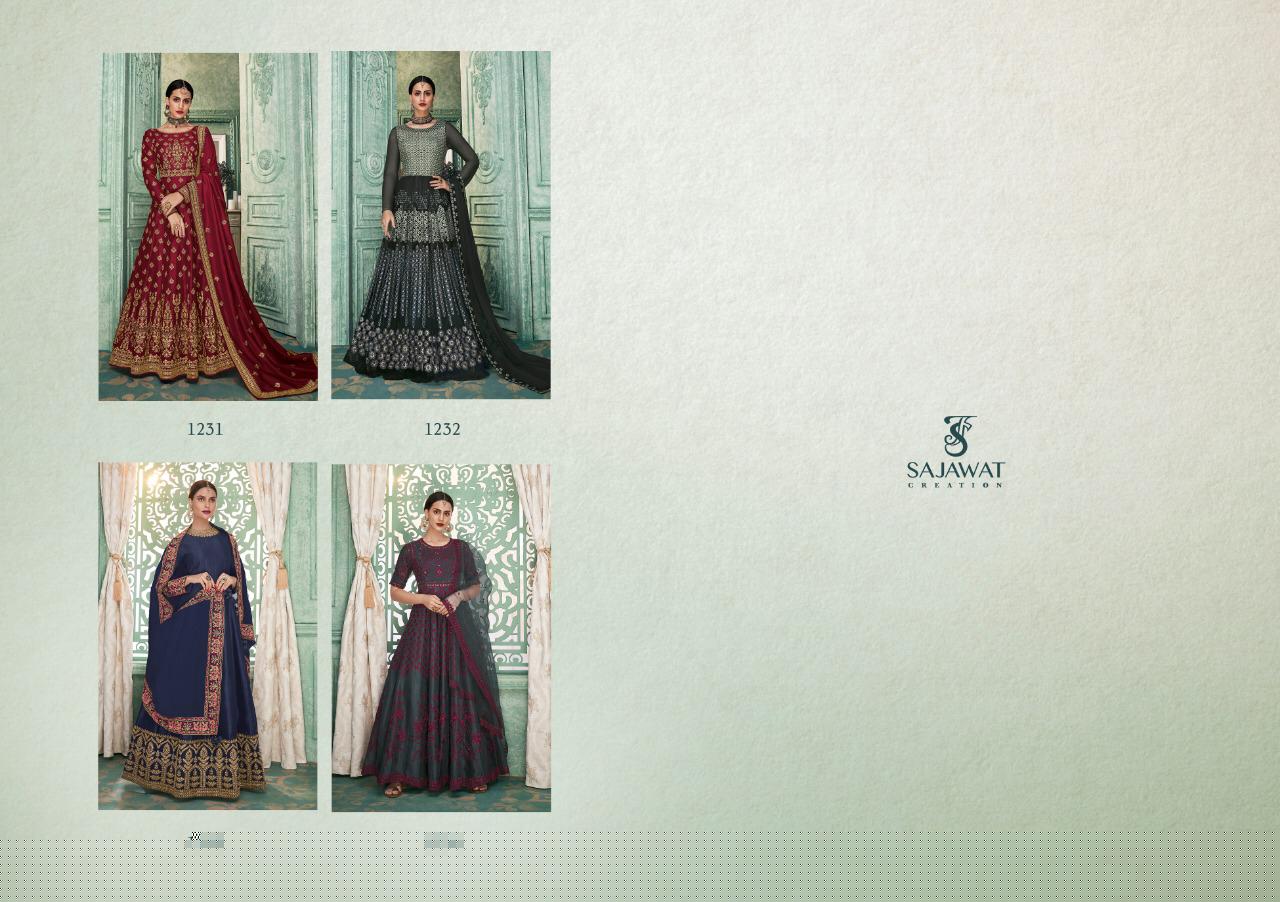 Kalista By Sajawat Craetion 1231 To 1234 Series Designer Bridal Wear Anarkali Suits Collection Beautiful Stylish Fancy Colorful Party Wear & Occasional Wear Soft Silk With Heavy Embroidery Dresses At Wholesale Price