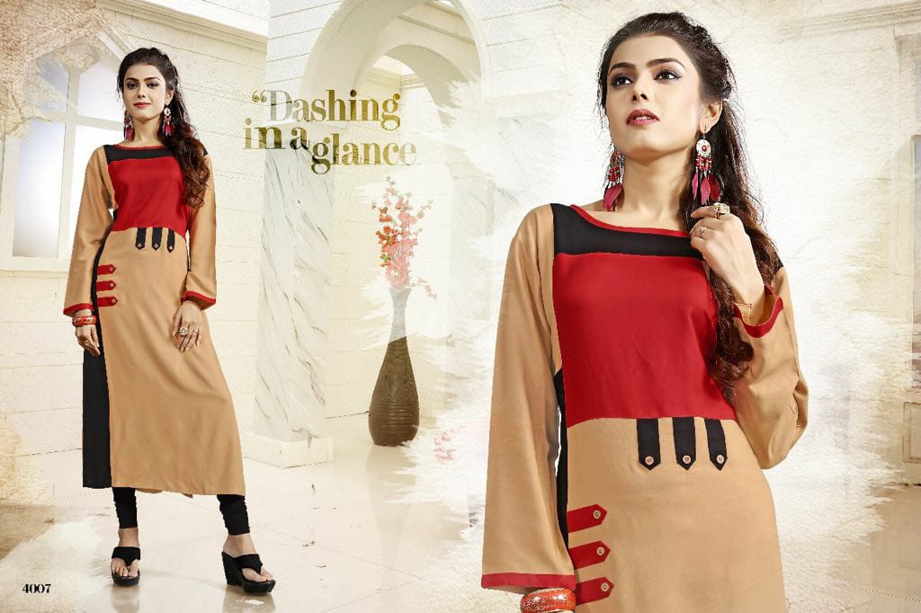 Kalista By Surya Techno Fab 4001 To 4008 Series Stylish Fancy Beautiful Colorful Casual Wear & Ethnic Wear Heavy Rayon Printed Kurtis At Wholesale Price