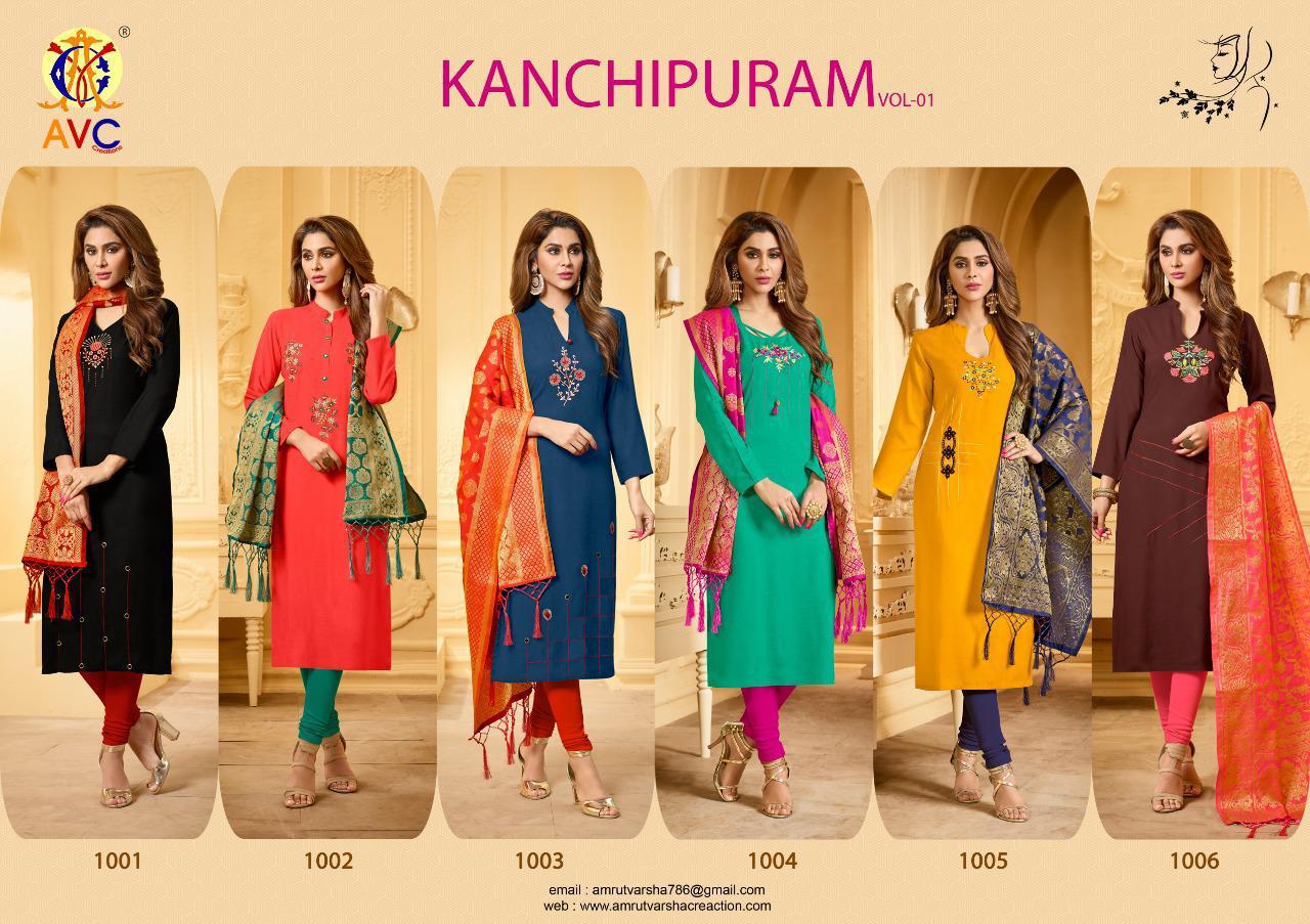 Kanchipuram Stall By Amrut Varsha Creation 1001 To 1006 Series Beautiful Suits Stylish Fancy Colorful Casual Wear & Ethnic Wear Collection Heavy Cotton Slub Dresses At Wholesale Price