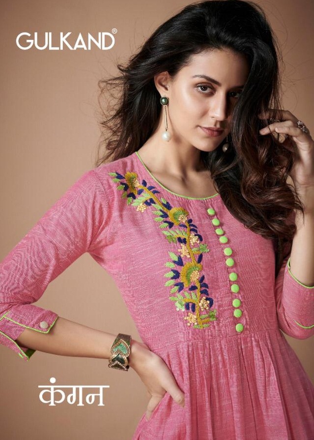 Kangan By Gulkand Designer 25 To 30  Series Beautiful Colorful Stylish Fancy Casual Wear & Ethnic Wear & Ready To Wear South Handloom Cotton With Hand Work Kurtis At Wholesale Price