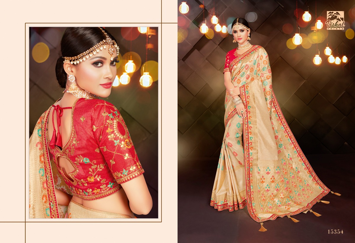 Kangan By Vishal Print 15354 To 15359 Series Indian Traditional Wear Collection Beautiful Stylish Fancy Colorful Party Wear & Occasional Wear Silk Sarees At Wholesale Price
