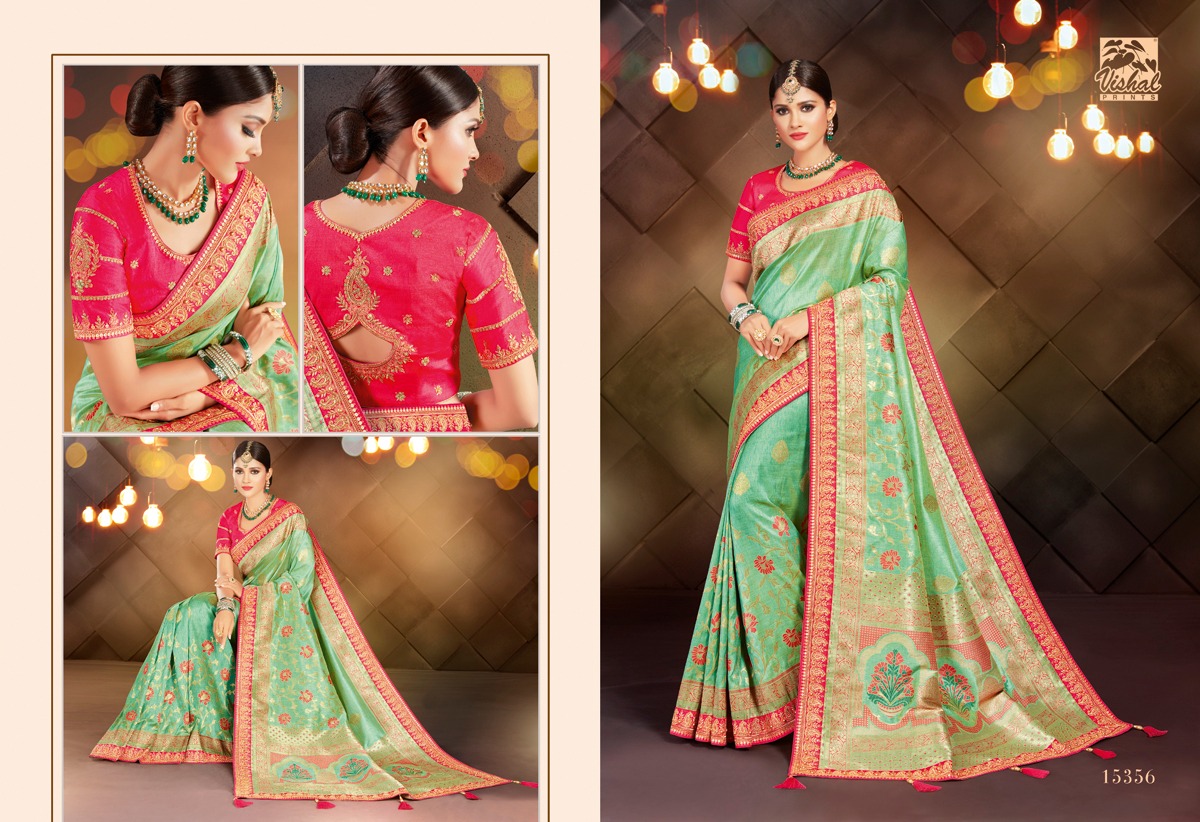 Kangan By Vishal Print 15354 To 15359 Series Indian Traditional Wear Collection Beautiful Stylish Fancy Colorful Party Wear & Occasional Wear Silk Sarees At Wholesale Price